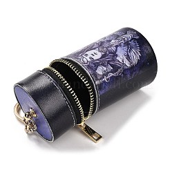 PU 模造革口紅ポーチ ホルダー ペンダント キーチェーン  合金のパーツと  コラム  フクロウ  16.5cm&nbsp;KEYC-E039-01KCG-03