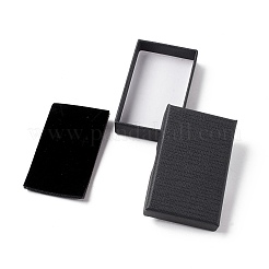 ペーパー スポンジ マット ネックレス ボックス  長方形  ブラック  8x5x1.7cm  内径：7.2x4.3x1のCM&nbsp;OBOX-G018-02B