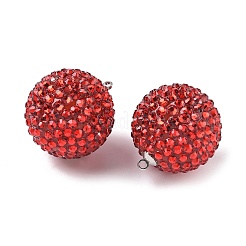 アクリルと樹脂のラインストーンペンダント  ラウンド  レッド  29.5x26mm  穴：2mm&nbsp;LS-FIND-Z092-04
