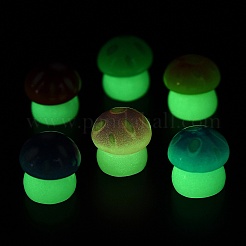 蓄光樹脂キノコ飾り  デスク装飾用の暗闇で光るキノコ  ミックスカラー  16x15.5~16mm&nbsp;RESI-F045-06B