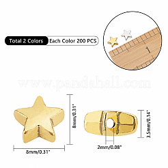 チベット風合金ビーズ  スター  カドミウムフリー＆鉛フリー  ミックスカラー  8x8x3.5mm  穴：2mm  200個/カラー  2色  400個/箱&nbsp;TIBE-PH0005-18-RS