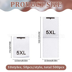 500個 10スタイル ポリエステル製衣類サイズラベル  服飾材料  サイズタグ  ホワイト  18x13.5x0.3mm  50個/スタイル&nbsp;FIND-BC0014-07B