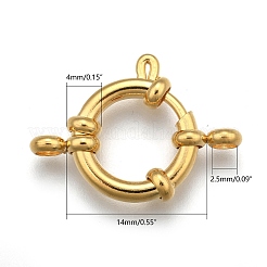304ステンレススチールスプリングリング留め金  長持ちメッキ  24KGP本金メッキ  23x14x4mm  穴：2.5mm&nbsp;STAS-H558-29G