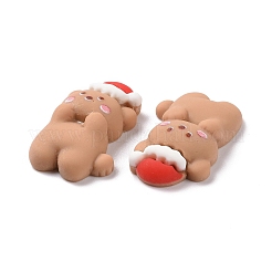 クリスマステーマ不透明樹脂カボション  DIYのジュエリーには  クマの柄  27.5x18x7mm&nbsp;CRES-M013-04
