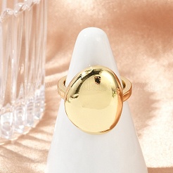 女性用楕円形真鍮オープンカフリング  カドミウムフリー＆鉛フリー  18KGP本金メッキ  19.5x16mm  内径: 調節可能&nbsp;RJEW-G343-15G