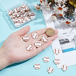 スポーツ用品テーマ合金エナメルペンダント75個  テニス  ホワイト  20x17.5x1mm  穴：1.4mm&nbsp;ENAM-ME0001-52
