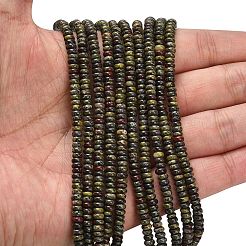 天然石ドラゴンブラッドビーズ連売り  ロンデル  4x1.5mm  穴：0.7mm  約155個/連  14.96''（38センチメートル）&nbsp;G-L635-A23-4x2mm