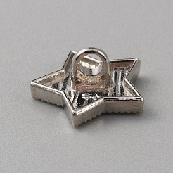 1穴合金ラインストーンシャンクボタン  スター  プラチナ  14x6.5mm  穴：2.4mm&nbsp;BUTT-WH0020-33P