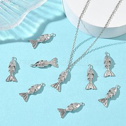 シェグレース 真鍮 マイクロパヴェ クリアキュービックジルコニア ペンダント  魚のチャーム  カドミウムフリーと鉛フリー＆ニッケルフリー  プラチナ  23x9x5mm  穴：1x2mm&nbsp;XGRQ4G314-690P