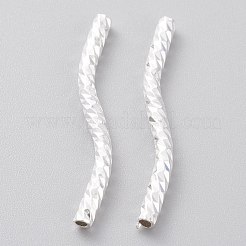 真鍮製チューブビーズ  長持ちメッキ  カーブビーズ  925銀メッキ  25x2mm  穴：1.2mm&nbsp;KK-Y003-84D-S
