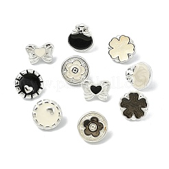 40個 10スタイル 1穴合金シャンクボタン  エナメル  プラチナ  ミックスカラー  8~11.5x11~11.5x6~6.5mm  穴：2mm&nbsp;BUTT-CJ0001-07