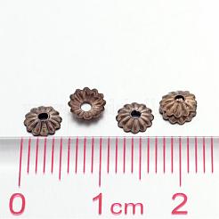 アンティークブロンズアイアン製花のビーズキャップ  ニッケルフリー  5x1.5mm  穴：1mm  約330個/10g&nbsp;X-IFIN-D023-AB-NF