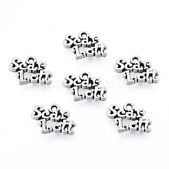 チベット風合金チャーム  カドミウムフリー＆鉛フリー  スカーレットとの言葉  アンティークシルバー  10x15x2mm  穴：1.2mm  約1200個/1000g&nbsp;TIBEP-N012-05