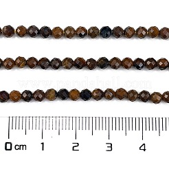 天然石タイガーアイビーズ連売り  多面カット  ラウンド  3mm  穴：0.6mm  約113個/連  15インチ&nbsp;X-G-M399-03C-01
