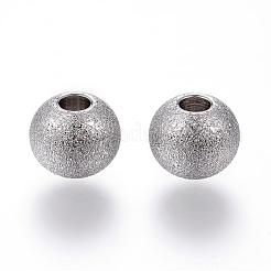 201ステンレススチールテクスチャビーズ  ラウンド  ミックスカラー  8x7mm  穴：3mm&nbsp;STAS-P108-05