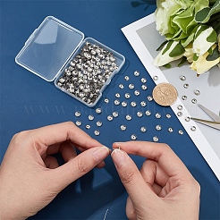 304ステンレススチールビーズキャップ500個  マルチ花弁  花  ステンレス鋼色  5.7x1.4mm  穴：1.2mm&nbsp;STAS-DC0011-57