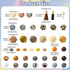 DIY ヒョウ柄ビーズペンビーズキット  亜鉛合金のロブスタークロウ留め金、フェイクスエードのタッセルペンダント装飾、シリコンビーズを含む  ミックスカラー  12~35x6.5~23mm  穴：2~2.5mm  141個/セット&nbsp;DIY-CJ0002-65