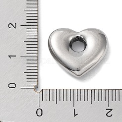 変色しない304ステンレススチールスペーサービーズ  ハート  ステンレス鋼色  15.5x17.5x4.5mm  穴：3.5mm&nbsp;STAS-A088-02P