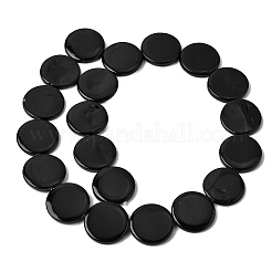 天然淡水シェルビーズ連売り  スプレー塗装  フラットラウンド  ブラック  20~20.5x3~3.5mm  穴：0.5mm  約20個/連  15.75''（40センチメートル）&nbsp;SHEL-A006-01B