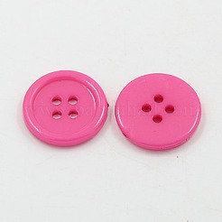 アクリル縫い付け用ボタン  衣装デザインのためのプラスチック製のシャツのボタン  4穴  染め  フラットラウンド  ショッキングピンク  17x2mm  穴：1mm&nbsp;LS-BUTT-E076-B-03