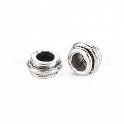 チベット風合金ヨーロピアンビーズ  カドミウムフリー＆鉛フリー  ロンデル  アンティークシルバー  9x5mm  穴：4.5mm  約820個/1000g&nbsp;TIBEB-N007-021