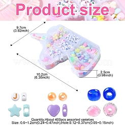 不透明アクリルブレスレットの手作りキット  ミックスカラー  6~11x6~12x3.5~5.5mm  穴：1.2~3.7mm  408個/セット&nbsp;DIY-YW0009-89