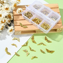 60個6スタイルチベットスタイルアロイビーズ  翼と妖精の翼  アンティーク黄金  4~23x5~14x2~4mm  穴：1~2mm&nbsp;FIND-YW0001-50