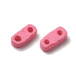 2穴ベーキングペイントガラスシードビーズ  長方形  ピンク  5x2x1.5mm  穴：0.7mm&nbsp;SEED-S023-17A-13