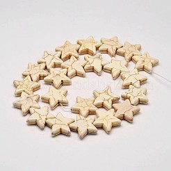 染め加工合成ターコイズビーズ連売り  スター  ベージュ  11.5x10~10.5x4mm  穴：1mm  約42~43個/連  14.57~14.96インチ（37~38cm）&nbsp;G-M144-04-D