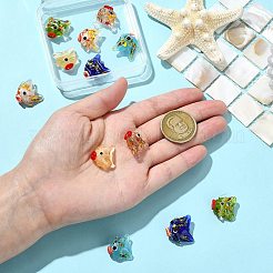 12個6色手作りランプワークビーズ  魚  ミックスカラー  14.5~19x17~21.5x9~10mm  穴：1.2~1.4mm&nbsp;LAMP-CJ0002-83