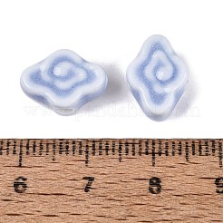 手作りの陶器ビーズ  光沢釉の磁器  雲  コーンフラワーブルー  9~10x13~14x5~6mm  穴：1.6~1.8mm&nbsp;PORC-Q008-09C