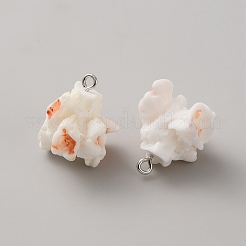 プラスチックチャーム  模造ポップコーンチャーム  カン付き  ホワイト  28~32x17.5~22.5x12.5~17.5mm  穴：2mm&nbsp;KY-WH20004-55B
