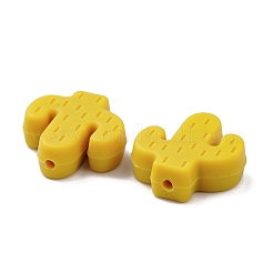 食品グレードの環境に優しいシリコーンビーズ  サボテン  ゴールデンロッド  24x22.5x8mm  穴：2mm&nbsp;SIL-WH0013-23D