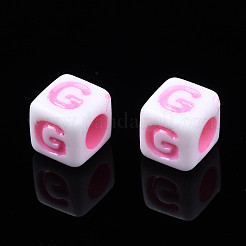 不透明なアクリルビーズ  アルファベットでキューブ  ランダムな混合文字  6x6x6mm  穴：3mm  約2995個/500g&nbsp;SACR-S273-35A-02