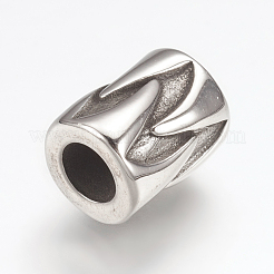316サージカルステンレススチールヨーロピアンビーズ  大穴ビーズ  コラム  アンティークシルバー  9.5x12mm  穴：5mm&nbsp;STAS-G164-74AS