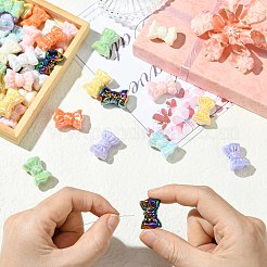 45個 9色UVメッキ不透明アクリルビーズ  虹色の  蝶結び  ミックスカラー  16x24x11.5mm  穴：2mm  5個/カラー&nbsp;OACR-CJ0002-54
