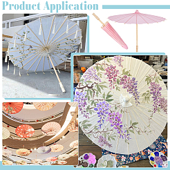 Diyの空白のクラフトペーパー傘  木製ハンドルとラック付き  子供のための DIY 工芸品手描き製作  ピンク  308x37mm&nbsp;DIY-WH0899-801B