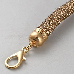 合金トパーズラインストーンバッグハンドル  バッグストラップ用交換アクセサリー用  ゴールドカラー  300x10mm&nbsp;DIY-WH0554-95G