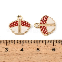 真鍮製エナメルペンダント  寿司チャーム  ゴールドカラー  レッド  14x15x2mm  穴：1.6mm&nbsp;KK-CBA9175-35A-G