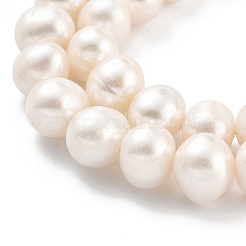 天然養殖淡水パールビーズ連売り  ポテト  パパイヤホイップ  7~8mm  穴：0.6mm  約26個/連  6.69インチ（17cm）&nbsp;PEAR-C003-18D