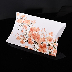 紙枕ボックス  ギフトキャンディー梱包箱  花柄＆愛を込めて手作りの言葉  ホワイト  箱：12.5x7.6x1.9センチメートル  展開：14.5x7.9x0.1cm&nbsp;CON-L020-12A