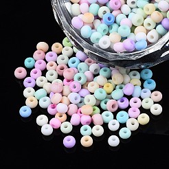 8/0不透明ガラスシードビーズ  丸い穴  つや消し色  ラウンド  ミックスカラー  3~4x2~3mm  穴：0.8mm  約15000個/ポンド&nbsp;SEED-S048-N