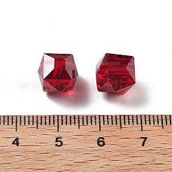 模造オーストリアクリスタルビーズ  k9ガラス  四角いファセット  暗赤色  10x10x10mm  穴：1.8mm&nbsp;GLAA-R002-02G