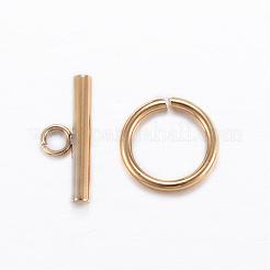 304ステンレススチールトグル留め具  ゴールドカラー  15x2mm  穴：13mm&nbsp;STAS-F030-14