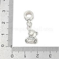 ラックメッキ真鍮ヨーロピアンダングルチャーム  動物の大きな穴のペンダント  鉛フリー＆カドミウムフリー  クマ  28mm  穴：4.5mm&nbsp;KK-R200-09AS-01
