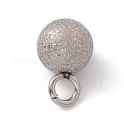 変色しない304ステンレススチールペンダント  テクスチャ  丸いチャーム  ステンレス鋼色  8x5mm  穴：1.8mm&nbsp;STAS-E179-04C-P