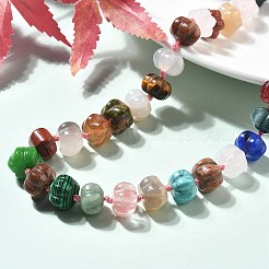 カボチャの天然石と合成石のビーズネックレス  201個のステンレススチール製金具付き  19.57インチ（49.7cm）&nbsp;G-P563-06