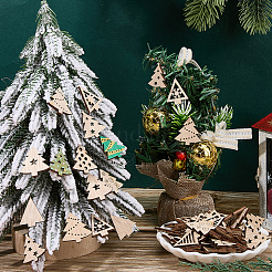 木製ペンダント装飾4セット  クリスマスツリーの吊り下げ飾り用  クリスマスツリー  2.5~2.65x2.1~2.5x0.25cm&nbsp;WOOD-SC0001-90A