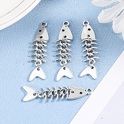 合金のチベット風チャーム  魚の頭蓋骨  アンティークシルバー  50x11mm&nbsp;PW-WG066E1-01