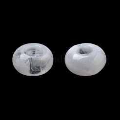 ツートンアクリルビーズ  天然石風ビーズ  フラットラウンド  ホワイト  13.5x7.5mm  穴：5mm&nbsp;OACR-S042-07A